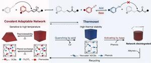 On-demand reversible switching between dynamic covalent polymers and thermosetting polymers