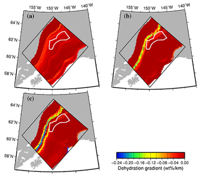 Figure 3: The distribution of the slab’s dehydration gradient