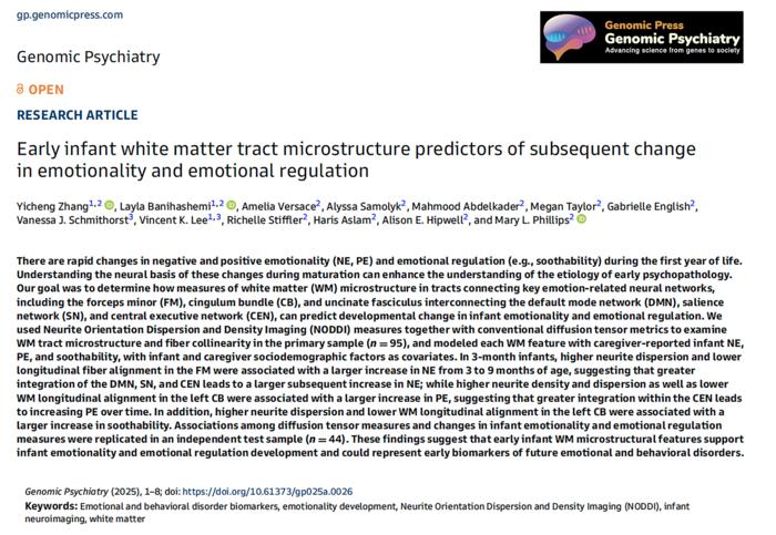 Early infant white matter tract microstructure predictors of subsequent change in emotionality and emotional regulation