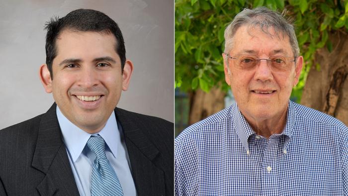 From left: Absalon Gutierrez, MD, professor in the Division of Endocrinology, Diabetes, and Metabolism at McGovern Medical School, and Joseph B. McCormick, MD, professor of epidemiology at the School of Public Health. (Photo by UTHealth Houston)