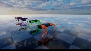 Robot learning to adapt its gait to simulated terrain