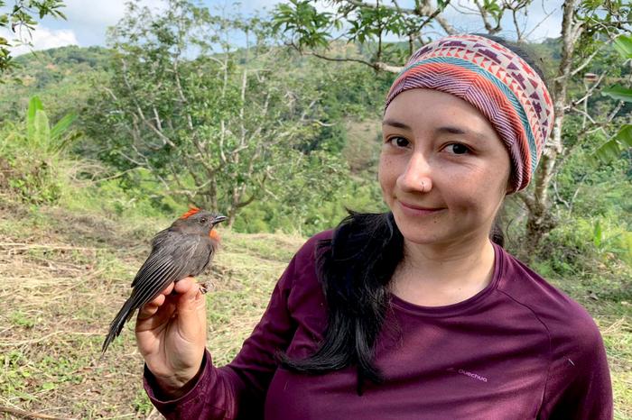 Juliana Soto with tanager
