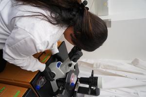 Mrinalini Batra performs toxomplasma gondii parasite for observation in the lab.jpg