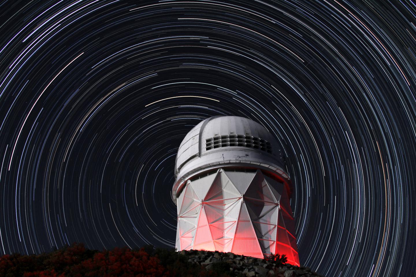 Star Trails Over the Mayall 4-meter Telescope