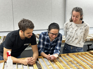 Examining rock core
