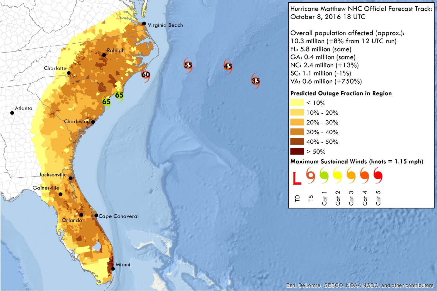 Power Outage Forecast for Hurricane Matthew