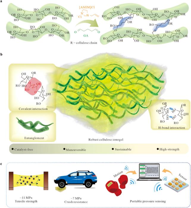Catalyst-Free Ionogel Turns Bamboo to 11-MPa “Super-Skin” for IoT Sensors
