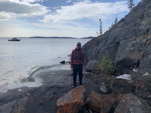 INRS Professor Jasmin Raymond in the field in the Northwest Territories