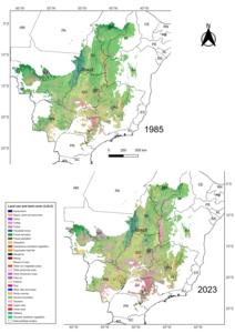 Land use and land cover (LULC) in the Cerrado Ecodomain in 1985 and 2023