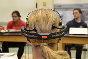 Student with portable electroencephalogram (EEG) technology