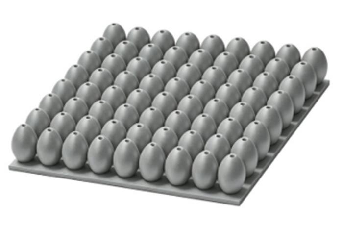 3D image of the water-filled aluminum eggshell array metastructure