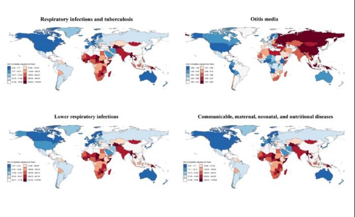Map of DALYs attributable to SHS in children under 14