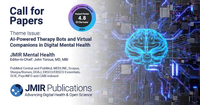 JMIR Mental Health Invites Submissions for a Theme Issue on AI-Powered Therapy Bots and Virtual Companions