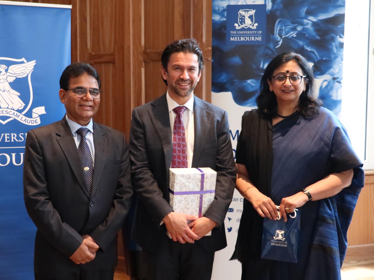Consul General Mr Raj Kumar, Deputy Vice-Chancellor International Professor Michael Wesley and Joint Secretary Tarika Roy
