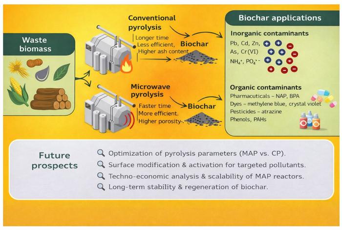 Conventional and microwave-assisted pyrolysis biochars: comparative mechanistic insights, structural evolution, and environmental remediation applications