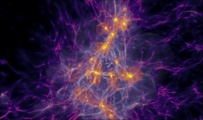 Simulation of the first galaxies in the Universe.