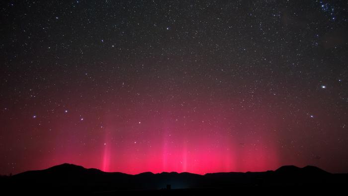 Red aurora over Engaru