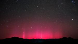 Red aurora over Engaru