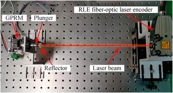 Fig. 3. Experimental device for obtaining release tip (RT) displacement data. GPRM,  grabbing, positioning, and release mechanism.