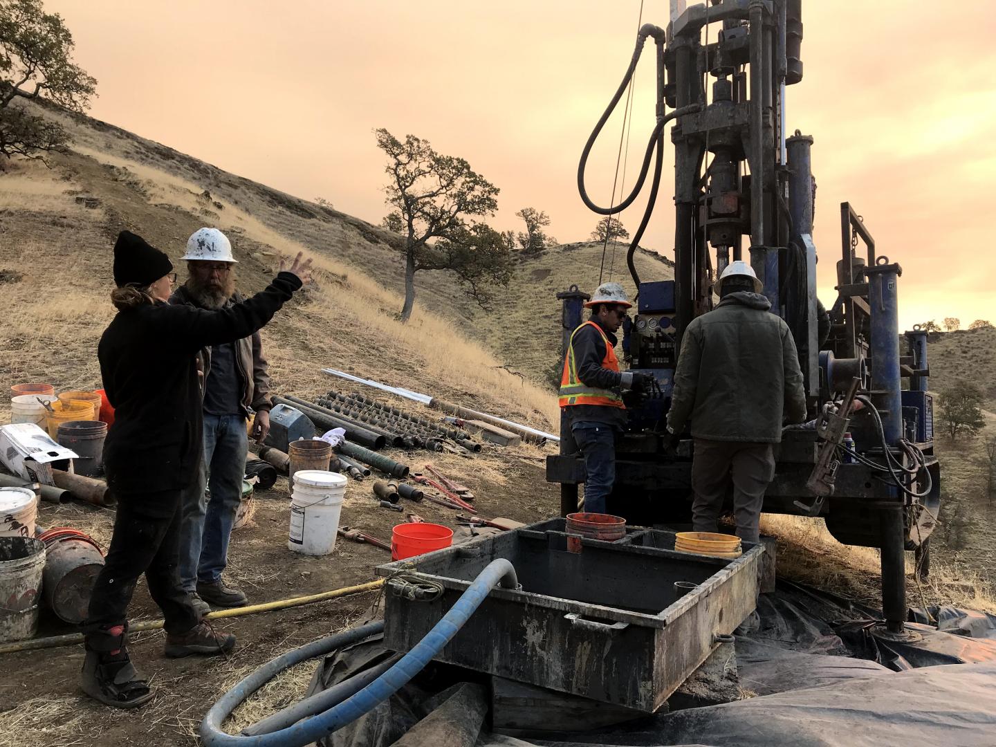 Researcher with drillers
