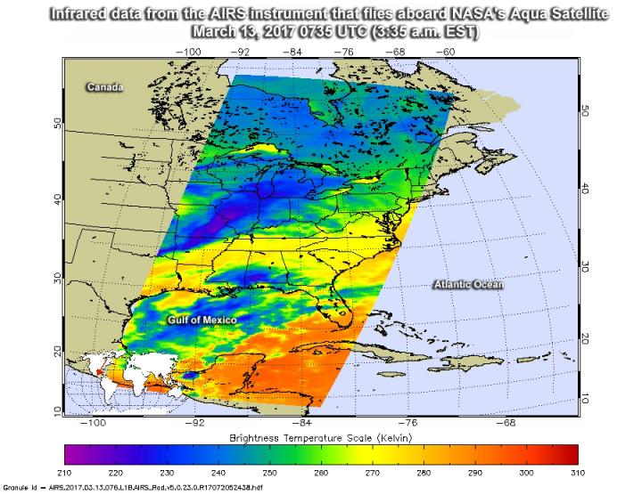 AIRS Image of March 2017 Snowstorm