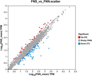 Fig. 4. Genes that are up-regulated and down-regulated in FNS compared to those in FNN.