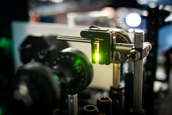 Examining a lead-halide perovskite crystal in lab