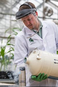 Pouring liquid nitrogen