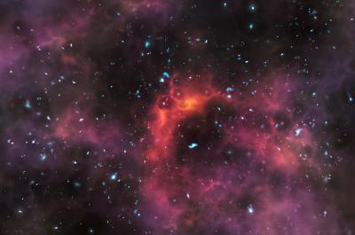 Artist's Impression of Galaxies at the End of the Era of Reionisation