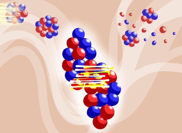 Atomic nuclei colliding at high energy causing scattering