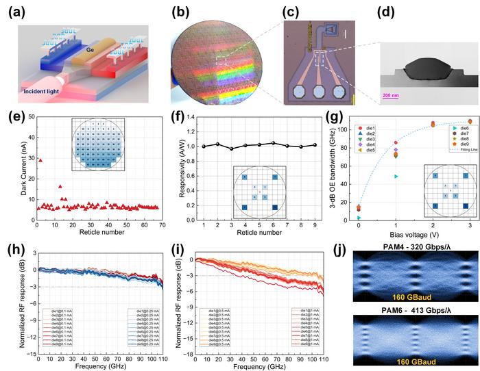 A 300-mm silicon photonics wafer and the Ge PDs performance