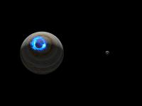 Artistic views of the ultraviolet polar aurorae on Jupiter and the Earth