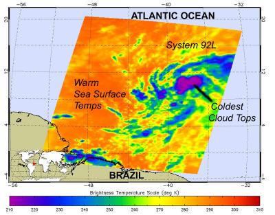 NASA's Infrared Image of System 92L