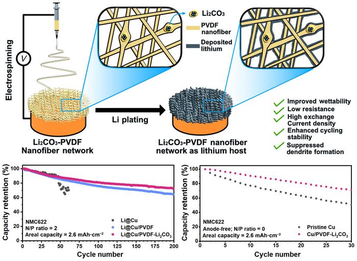 PVDF-Li₂CO₃ Nanofiber Network as a Stable Lithium Host