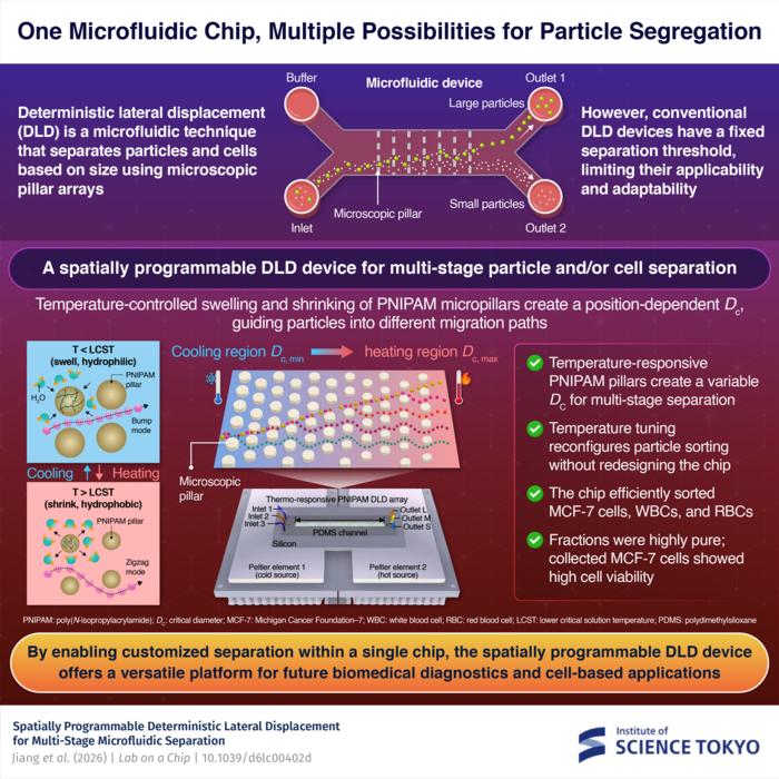 A spatially programmable microfluidic chip for separating multiple particle and cell populations