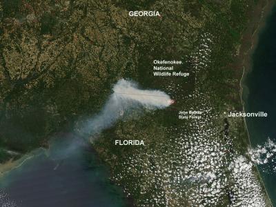 NASA Satellite Sees County Line Fire, Northern Florida
