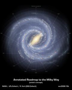 An artist’s impression of our Milky Way Galaxy, showing the location of the Sun.