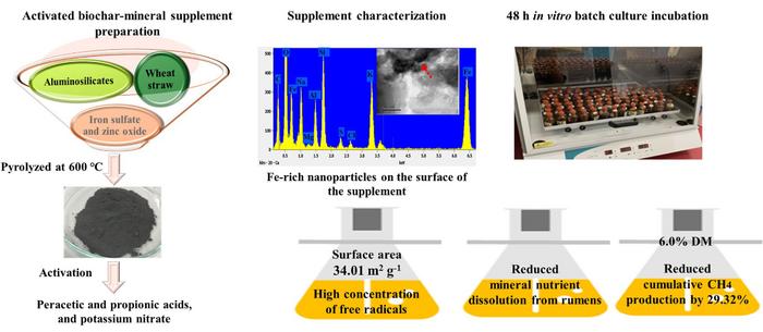 Developing an activated biochar-mineral supplement for reducing methane formation in anaerobic fermentation