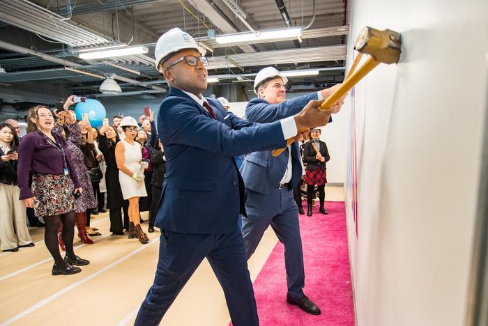 State Senate Deputy Leader Michael Gianaris and Queens Borough President Donovan Richards Jr. break ground for the new Intensive Care Unit at Mount Sinai Queens.