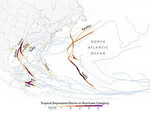 Hurricane tracks for 2020 season