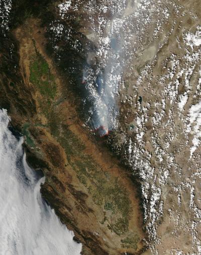 Terra Sees the Rim Fire Aug. 29, 2013