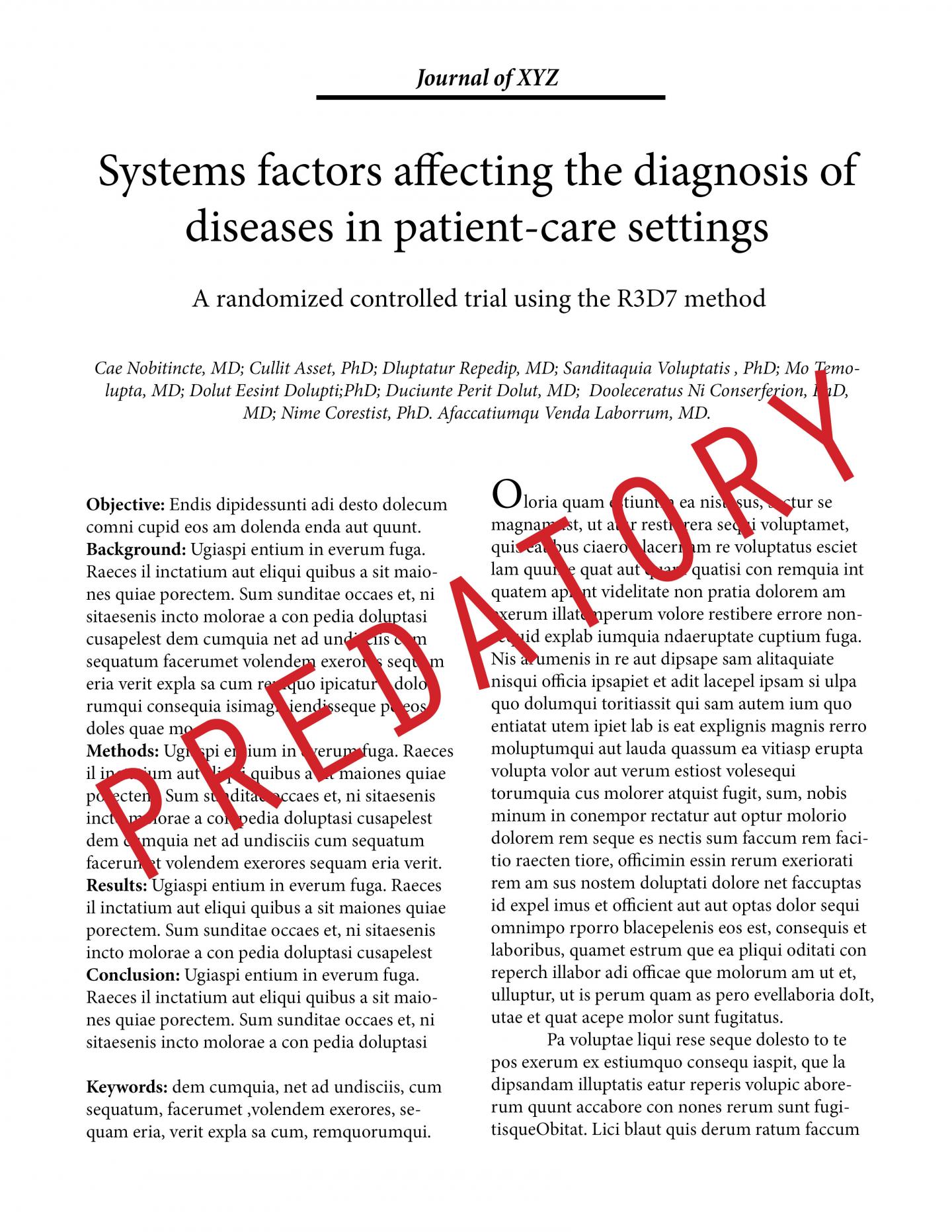 Graphic Illustration of a Predatory Journal