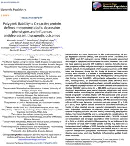 Polygenic liability to C-reactive protein defines immunometabolic depression phenotypes and influences antidepressant therapeutic outcomes