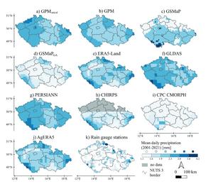Daily means for Czechia calculated from the entire time frame (2001–2021) for precipitation estimates