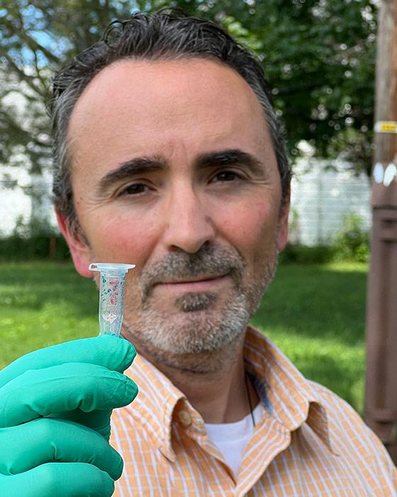 Scientist with sample