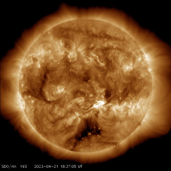 Solar Flare and Coronal Hole on April 21, 2023