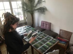 Study participant sorting pictures