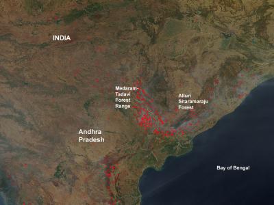 NASA Sees 2 Forest Fires in Central and Southern India