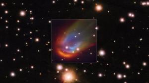 VLT image of a dead star creating a shock wave as it moves through space