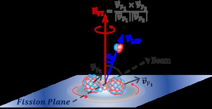 Schematic representation of the light charged particle emission from fast-rotating heavy ion collision system.
